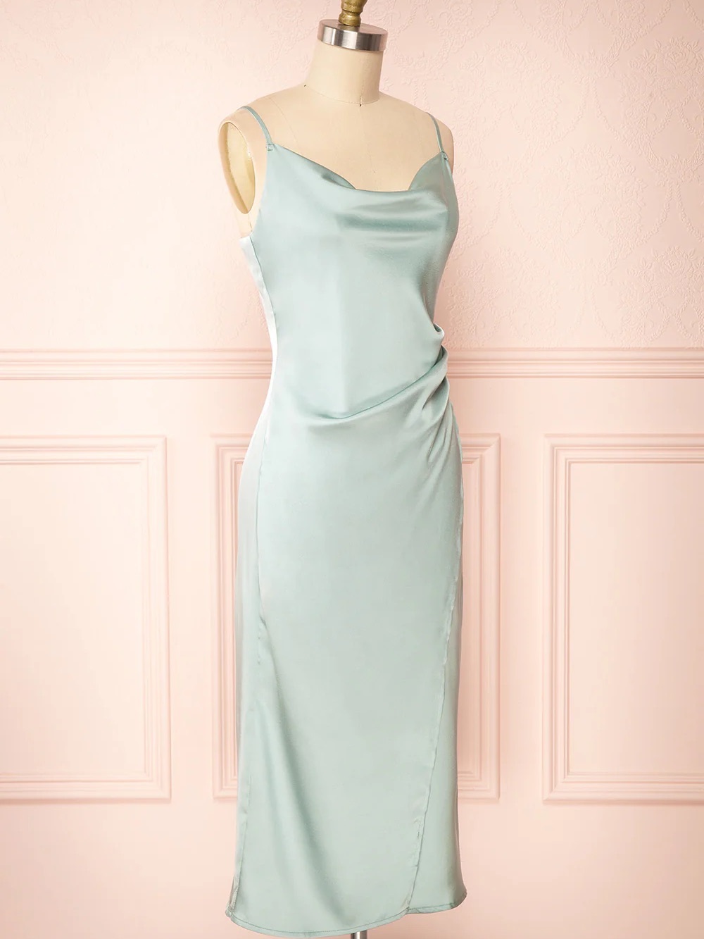 Satin Slip Dress in Soft Seafoam